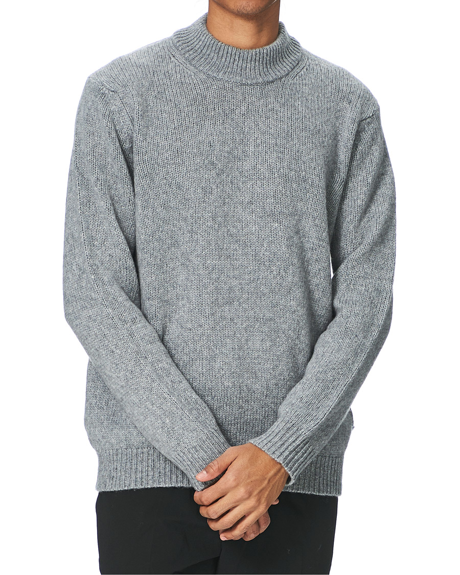Herre | Trøjer | NN07 | Nick Knitted Merino Mock Neck Grey Mel
