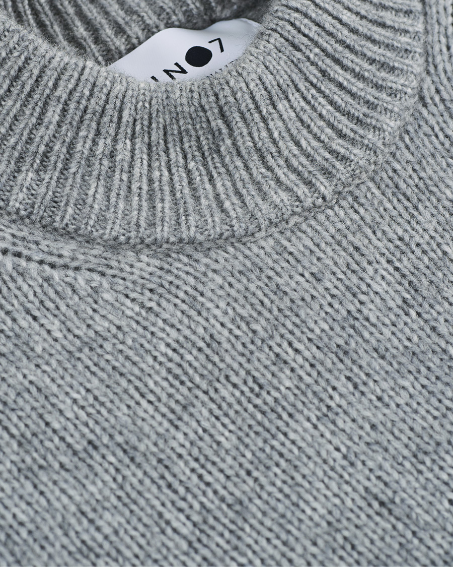 Herre | Trøjer | NN07 | Nick Knitted Merino Mock Neck Grey Mel