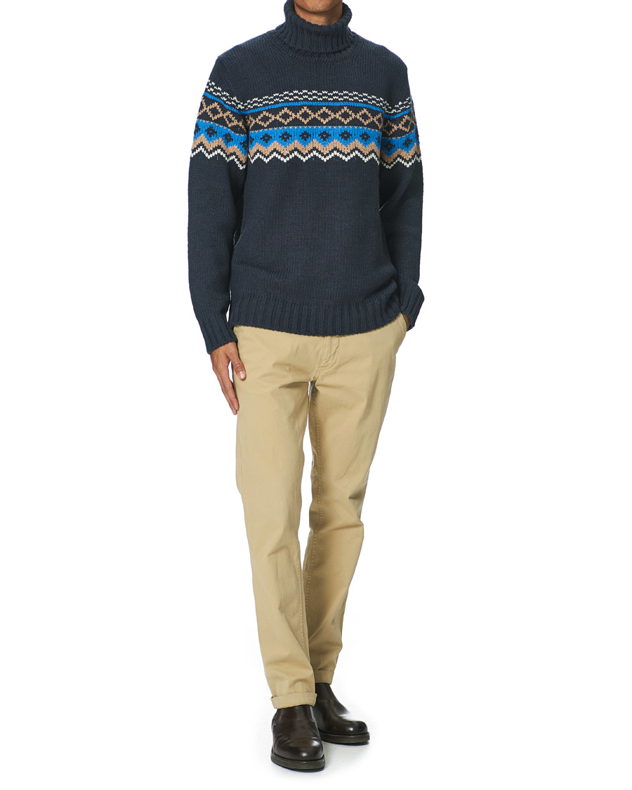 Herre | Trøjer | NN07 | Stein Fair Isle Wool Rollneck Navy