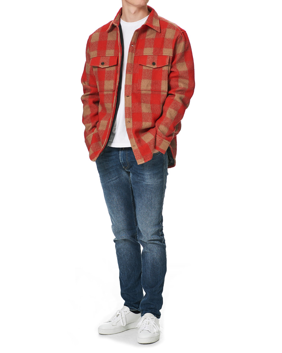 Herre | Skjorter | J.Lindeberg | Gingham Wool Loose Fit Overshirt Red Bell