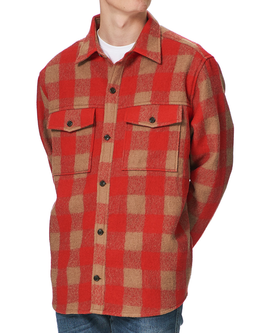 Herre | Skjorter | J.Lindeberg | Gingham Wool Loose Fit Overshirt Red Bell