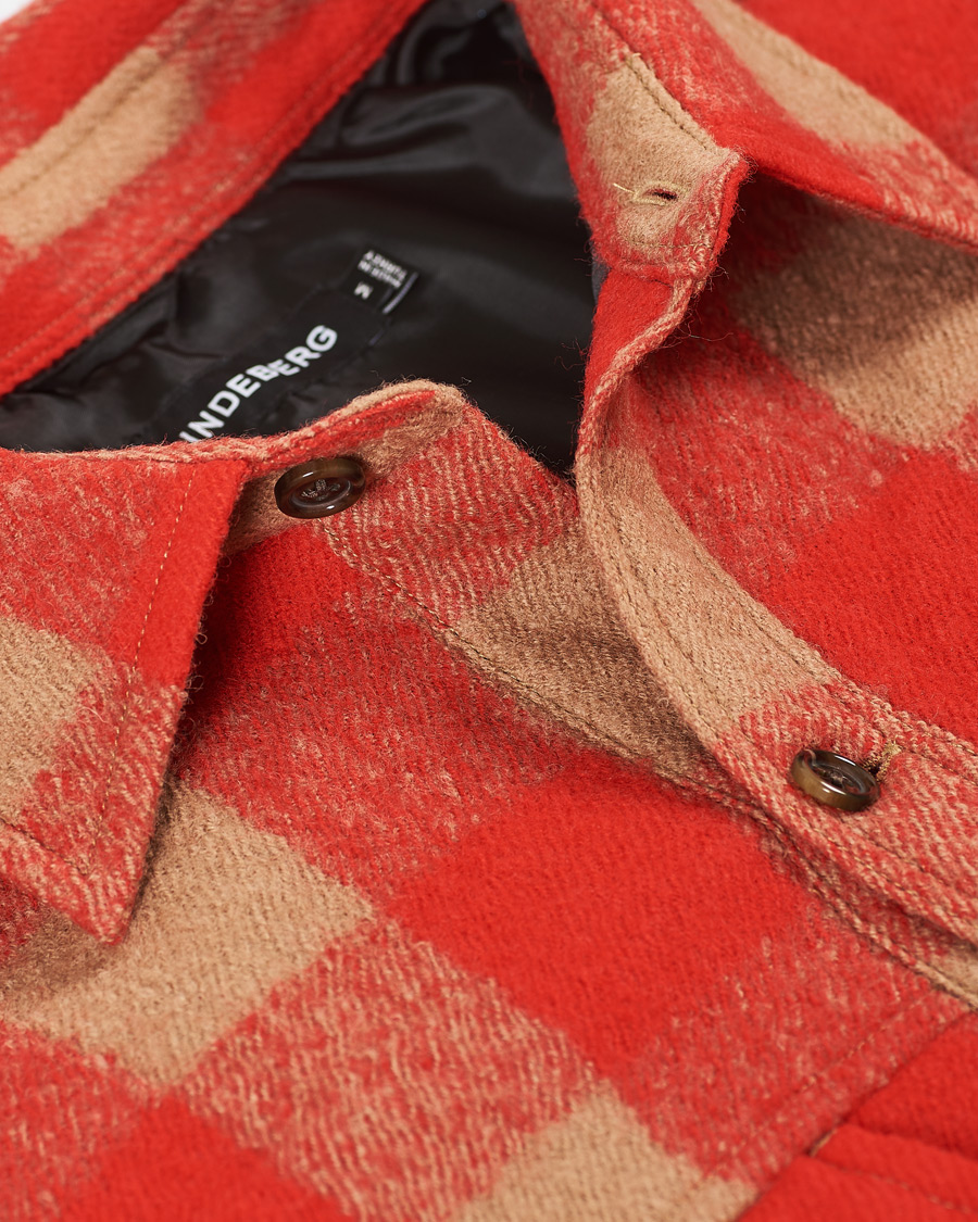 Herre | Skjorter | J.Lindeberg | Gingham Wool Loose Fit Overshirt Red Bell