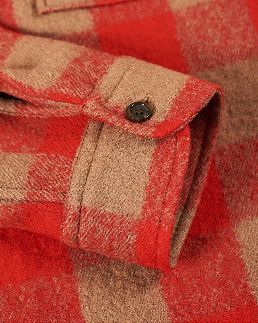 Herre | Skjorter | J.Lindeberg | Gingham Wool Loose Fit Overshirt Red Bell
