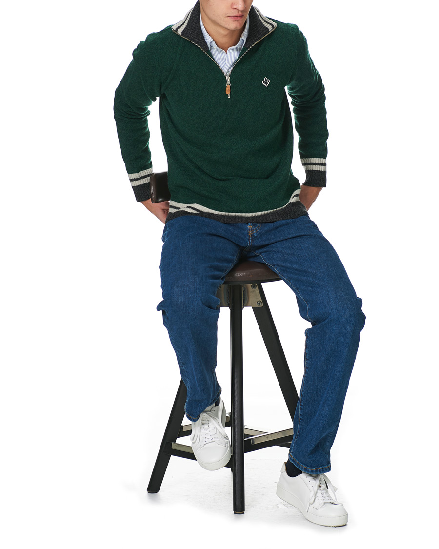 Herre | Trøjer | Morris | Kieran Wool Half Zip Green