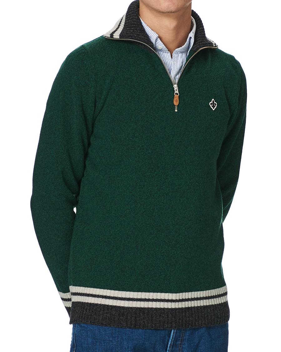 Herre | Trøjer | Morris | Kieran Wool Half Zip Green