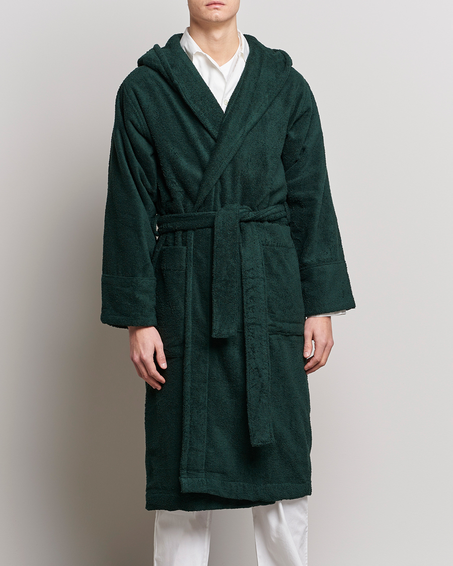 Herre |  | Tekla | Organic Terry Hooded Bathrobe Forest Green