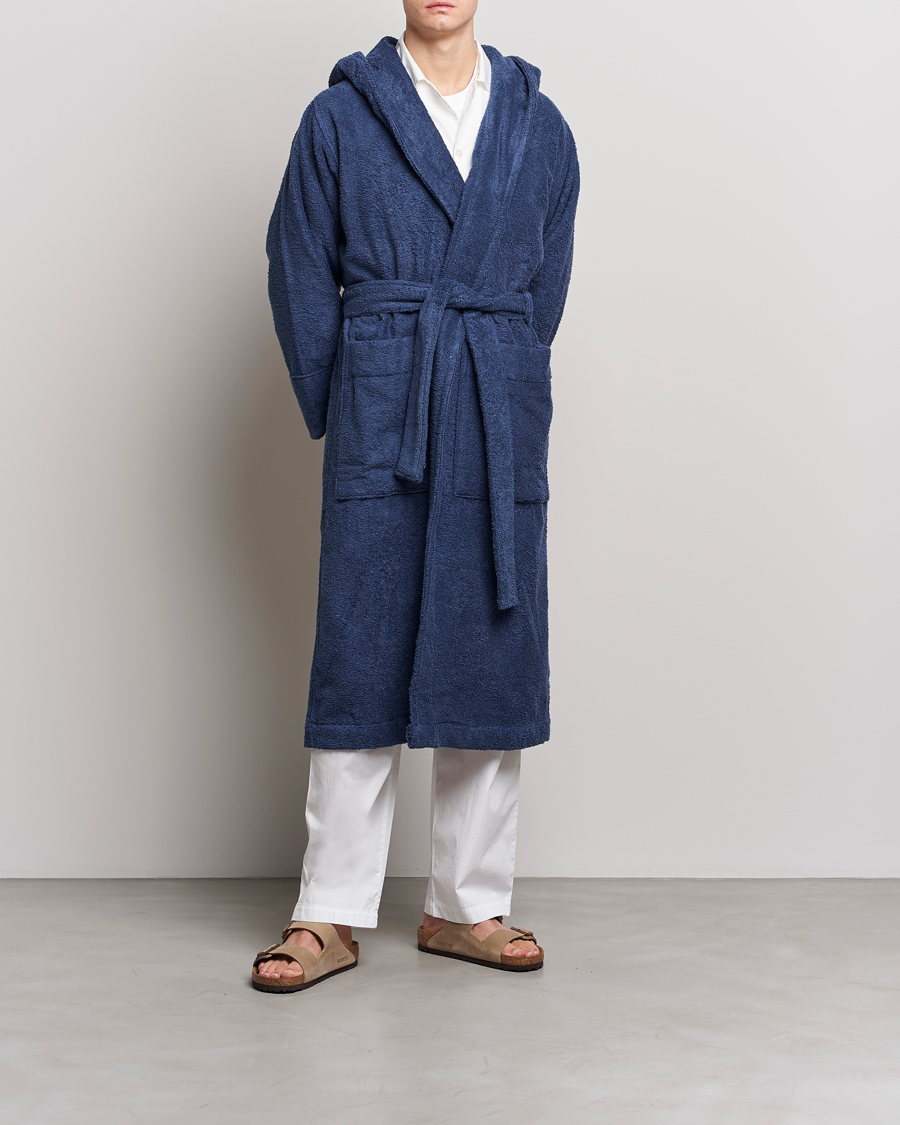 Herre | Pyjamas & Morgenkåber | Tekla | Organic Terry Hooded Bathrobe Navy