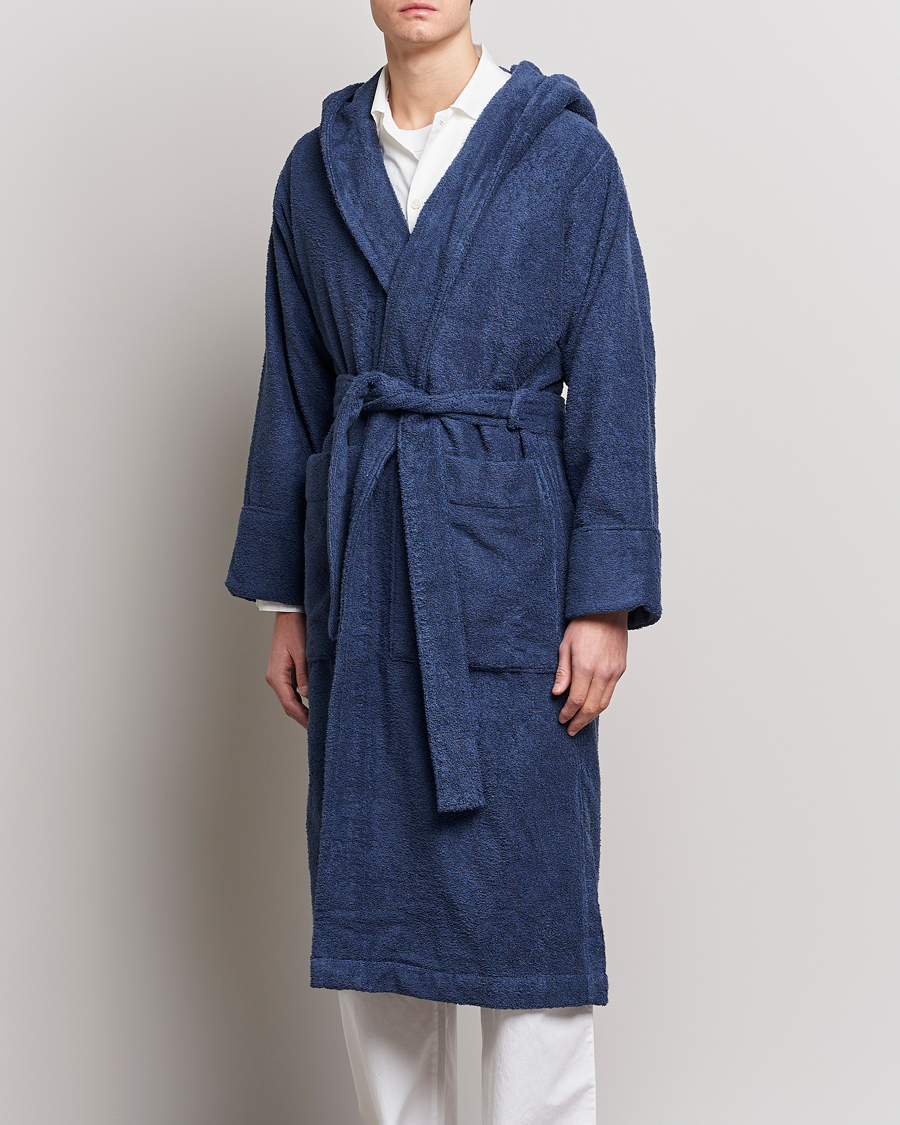 Herre | Pyjamas & Morgenkåber | Tekla | Organic Terry Hooded Bathrobe Navy
