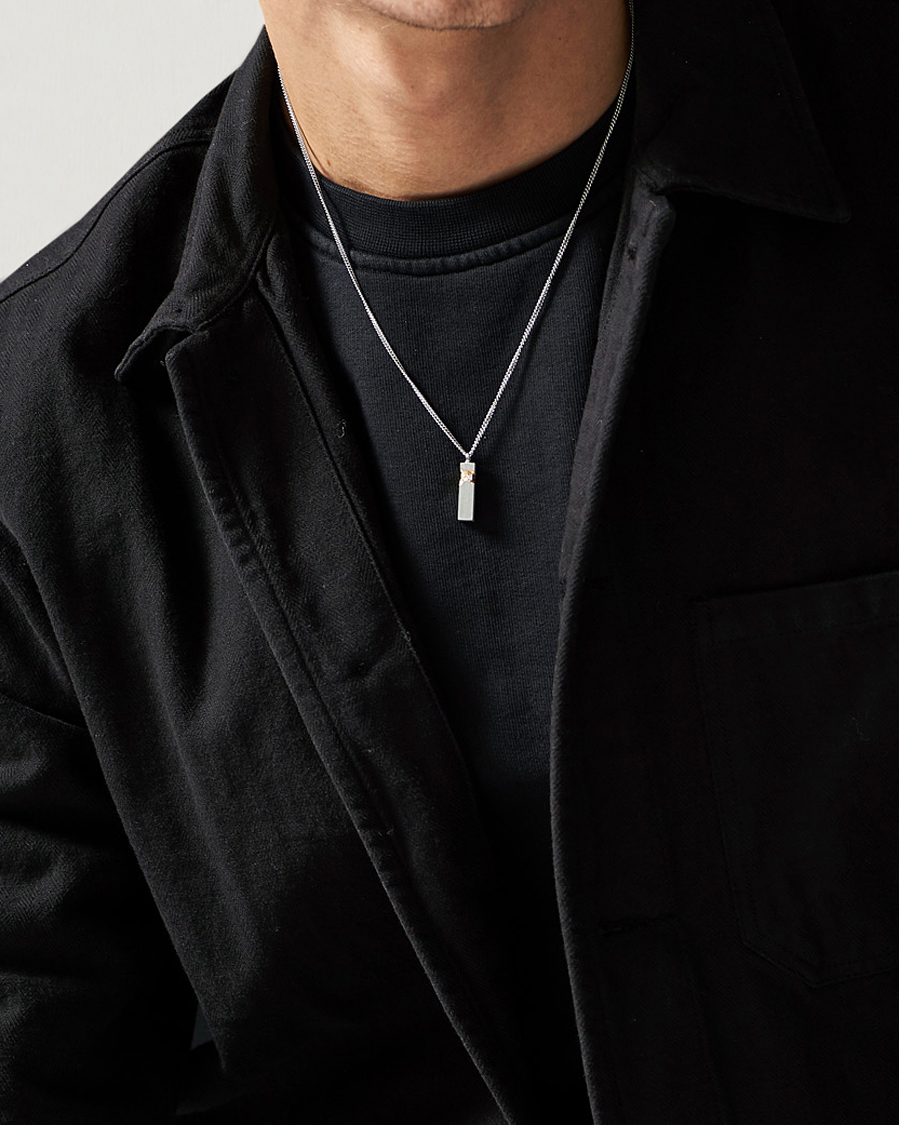 Herre | Tom Wood Mined Cube Pendant Necklace Silver | Tom Wood | Mined Cube Pendant Necklace Silver