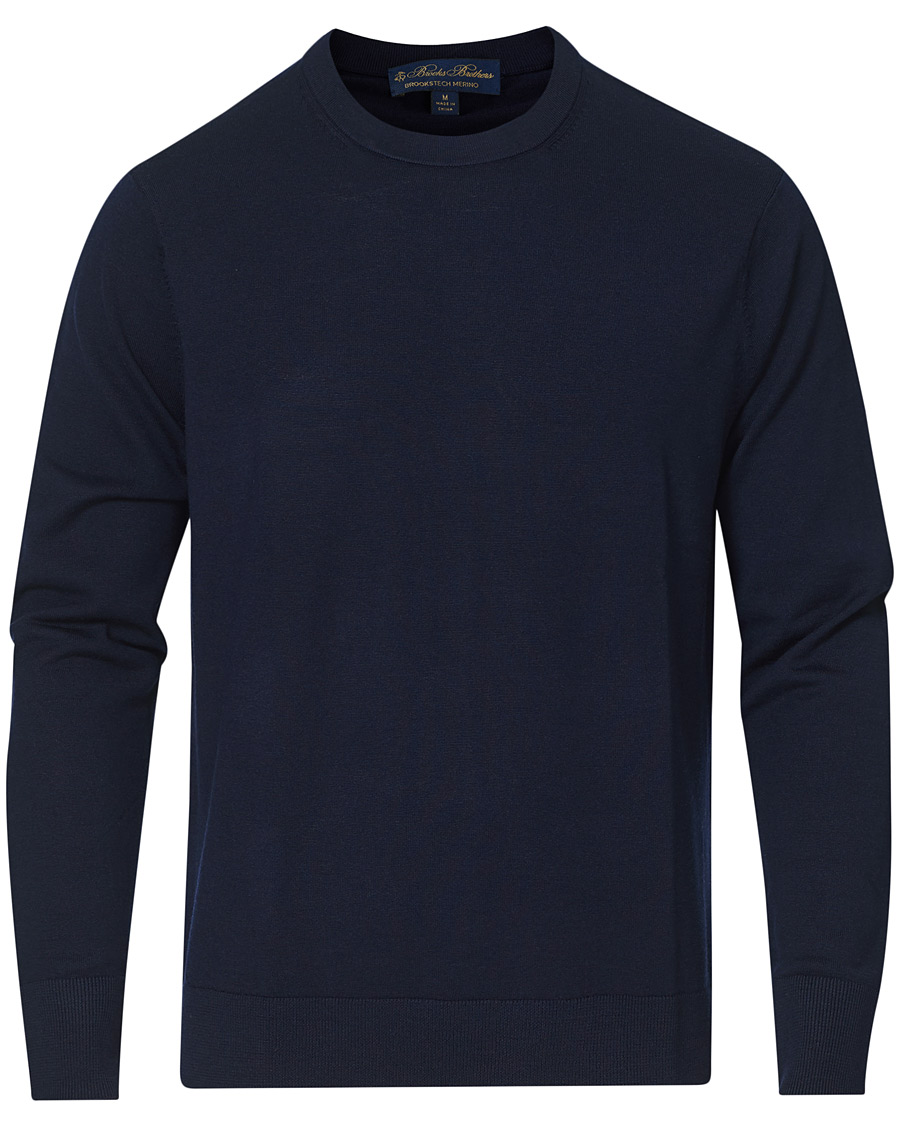 Herre | Trøjer | Brooks Brothers | Washable Merino Wool Crew Neck Navy
