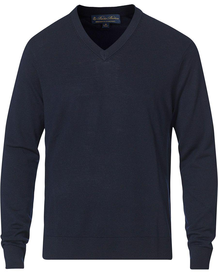 Herre | Trøjer | Brooks Brothers | Washable Merino Wool V-Neck Navy