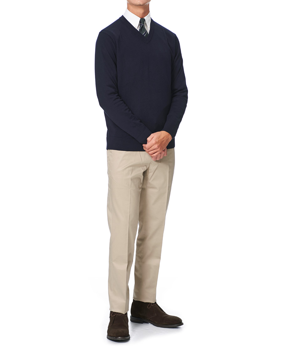 Herre | Trøjer | Brooks Brothers | Washable Merino Wool V-Neck Navy