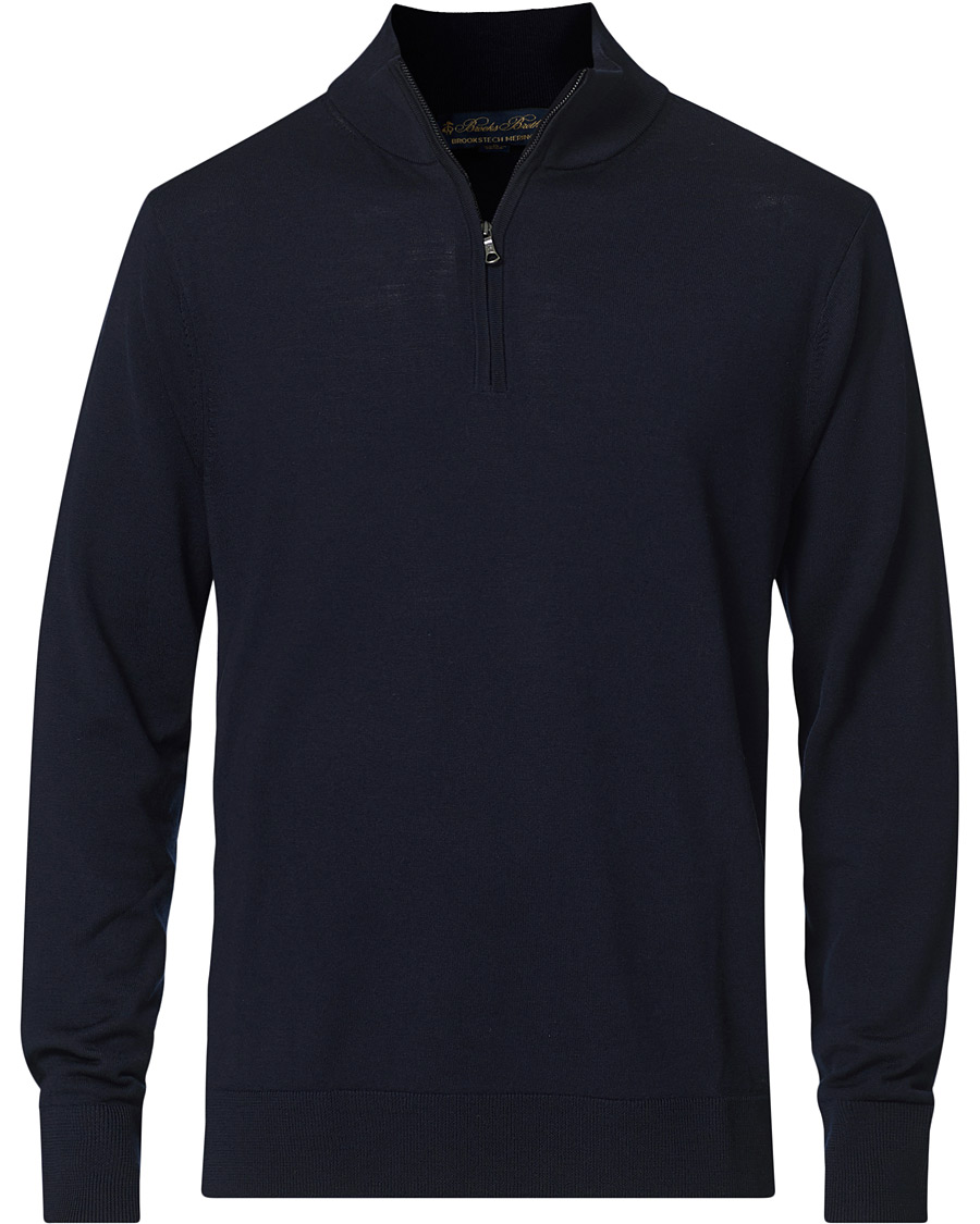 Herre | Trøjer | Brooks Brothers | Washable Merino Wool Half Zip Navy