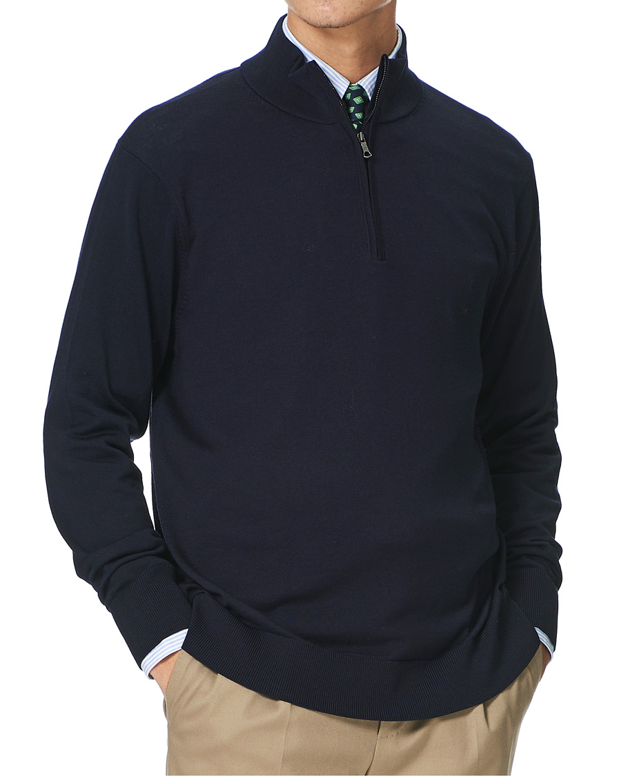 Herre | Trøjer | Brooks Brothers | Washable Merino Wool Half Zip Navy