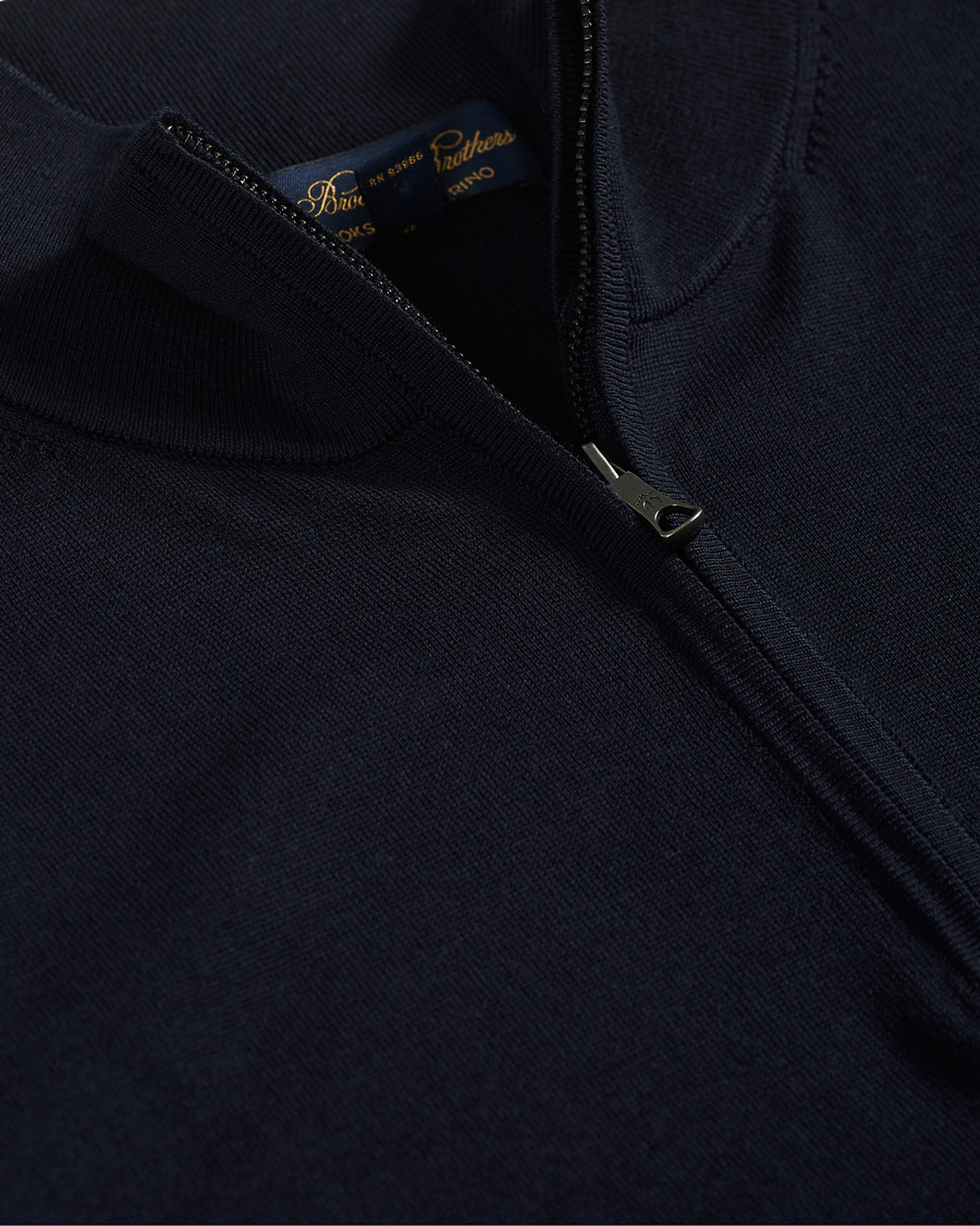 Herre | Trøjer | Brooks Brothers | Washable Merino Wool Half Zip Navy