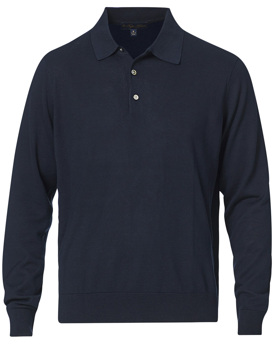 Herre | Trøjer | Brooks Brothers | Cotton/Silk Knitted Polo Navy