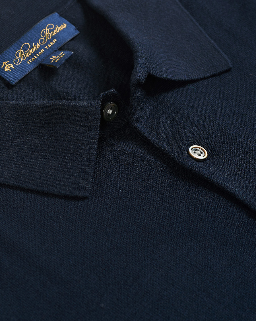 Herre | Trøjer | Brooks Brothers | Cotton/Silk Knitted Polo Navy