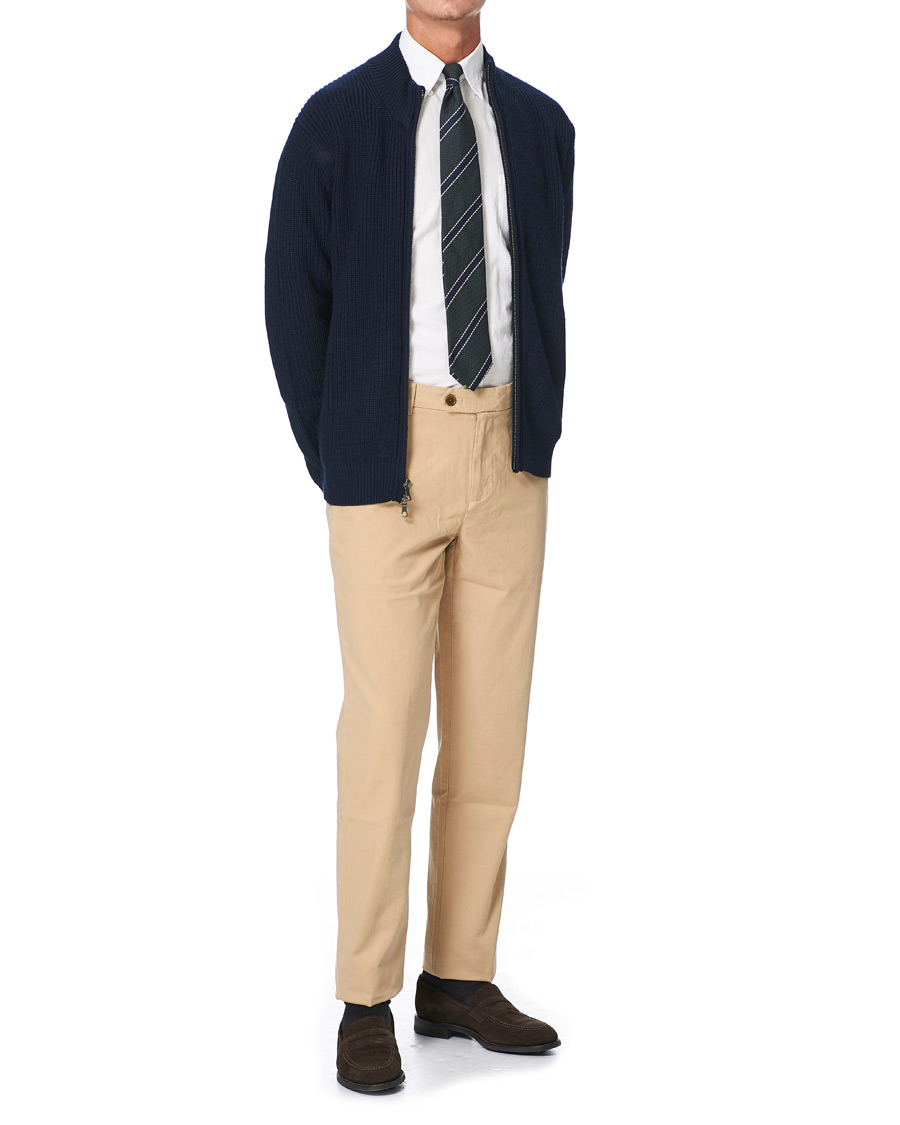 Herre | Trøjer | Brooks Brothers | Shaker Stitch Full Zip Navy