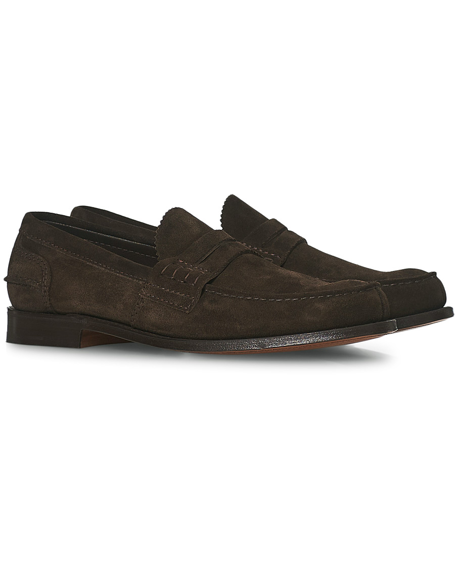 Herre | Church's Pembrey Suede Penny Loafers Dark Brown | Church's | Pembrey Suede Penny Loafers Dark Brown