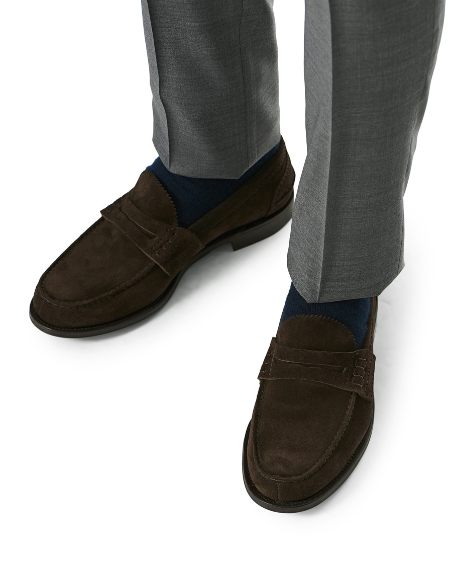 Herre | Church's Pembrey Suede Penny Loafers Dark Brown | Church's | Pembrey Suede Penny Loafers Dark Brown