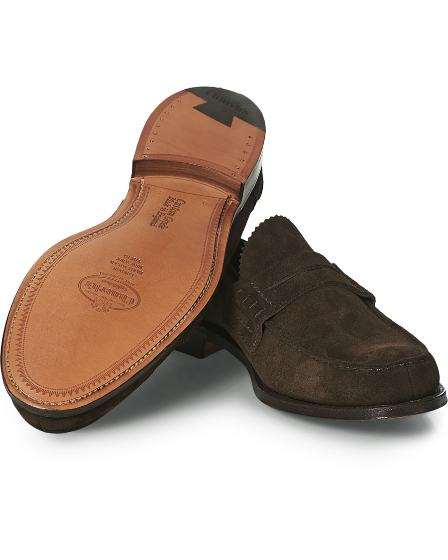 Herre | Church's Pembrey Suede Penny Loafers Dark Brown | Church's | Pembrey Suede Penny Loafers Dark Brown