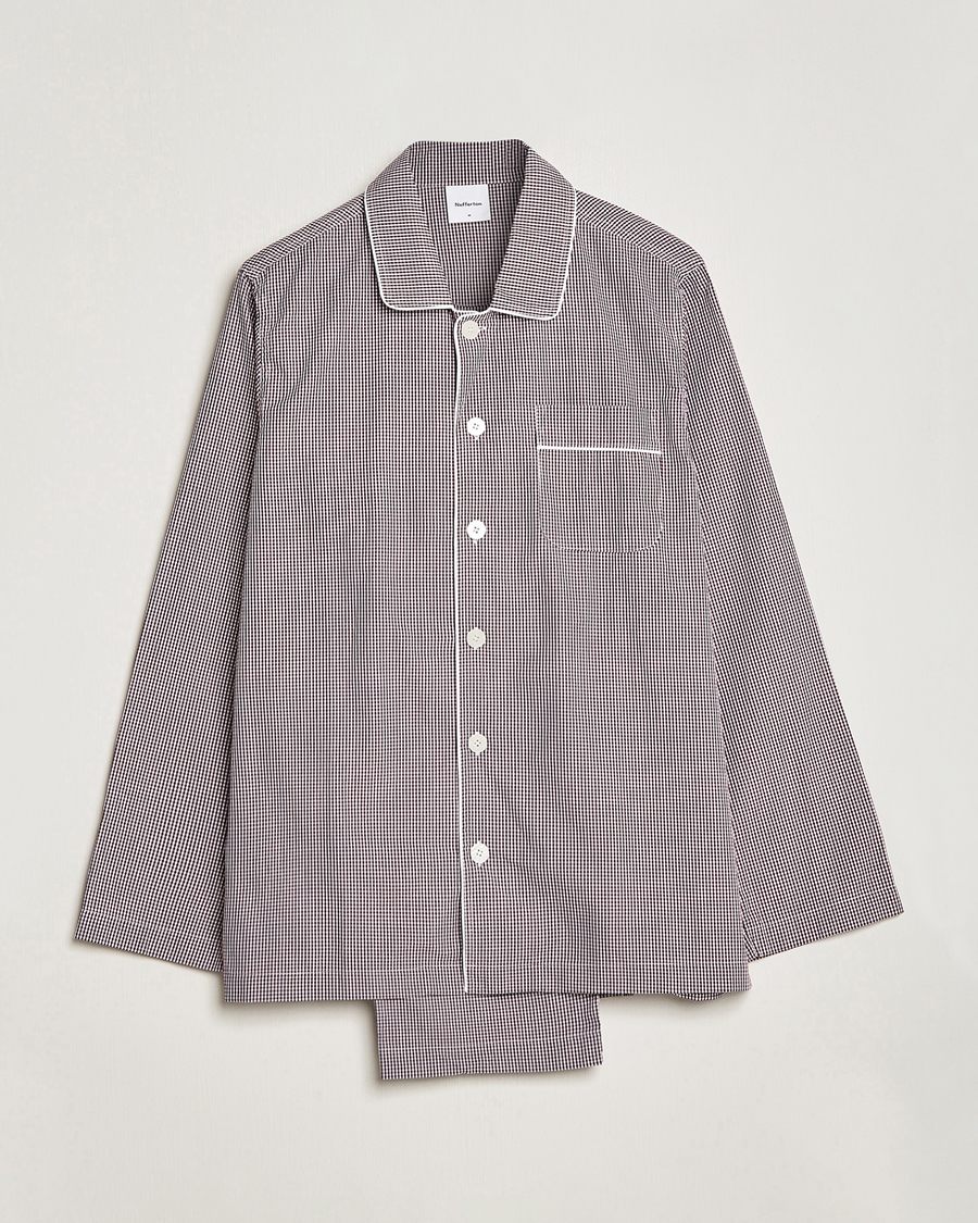 Herre | Pyjamas & Morgenkåber | Nufferton | Alf Checked Pyjama Set Brown/White