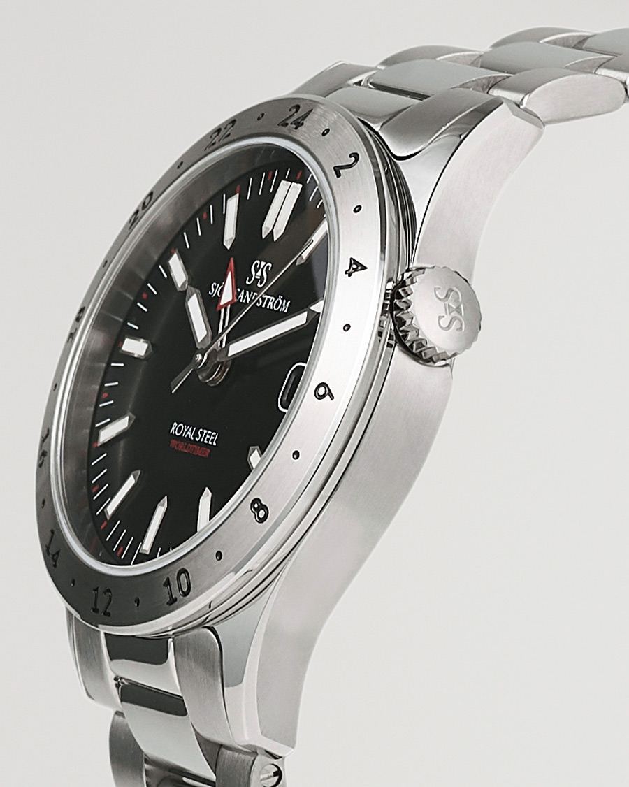 Herre | Sjöö Sandström Royal Steel Worldtimer 36mm Black with Steel | Sjöö Sandström | Royal Steel Worldtimer 36mm Black with Steel