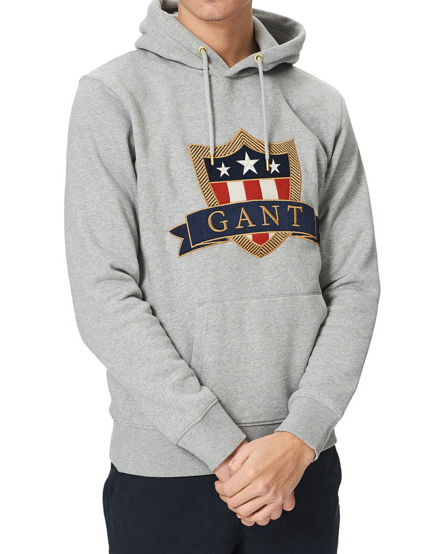 Herre | Trøjer | GANT | Banner Shield Hoodie Grey Melange