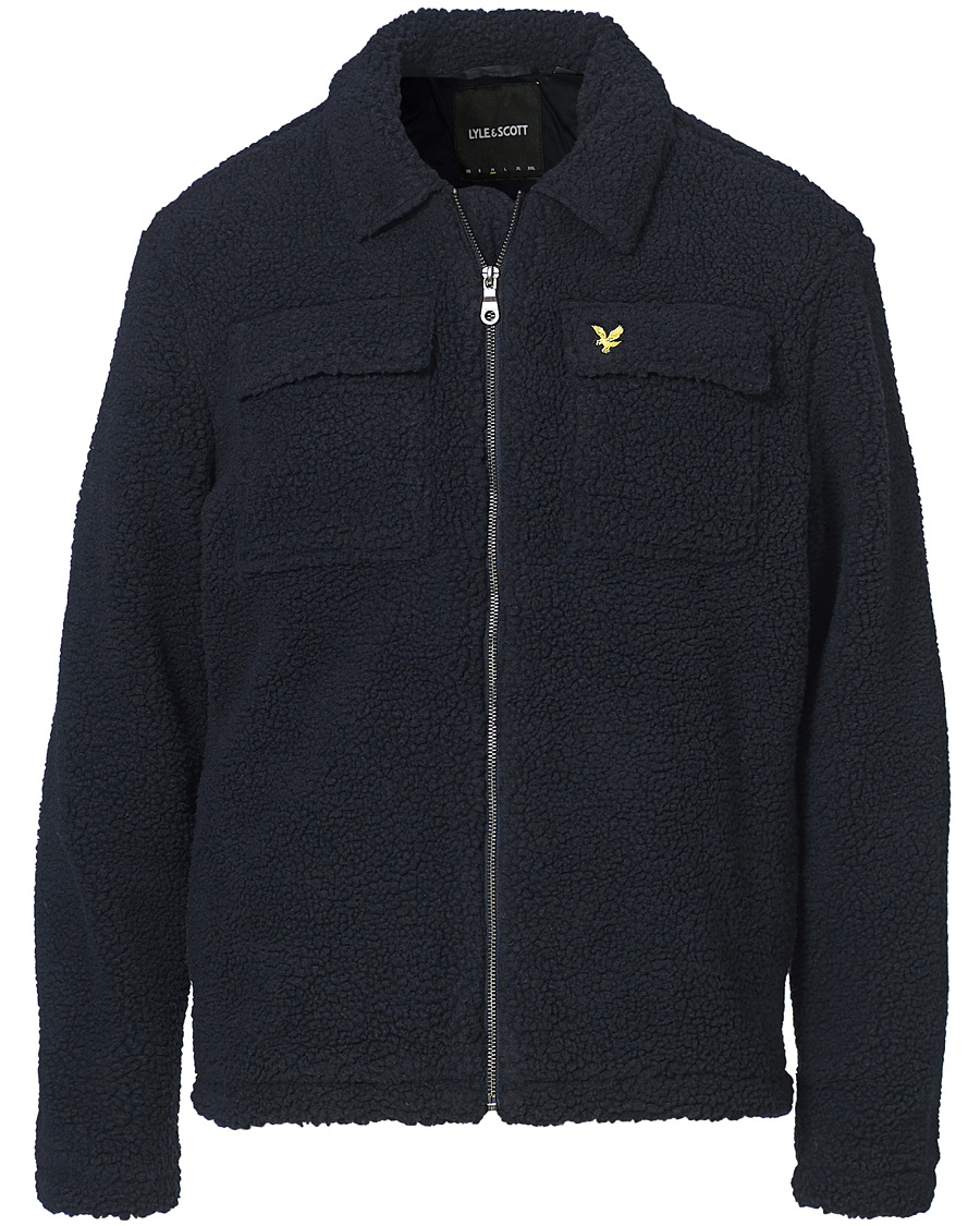 Herre | Jakker | Lyle & Scott | Collared Pile Jacket Dark Navy
