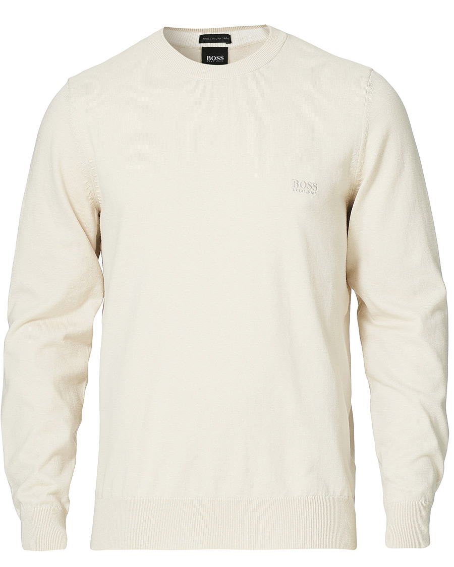BOSS Pacas Logo Knitted Sweater Open White CareOfCarl.dk
