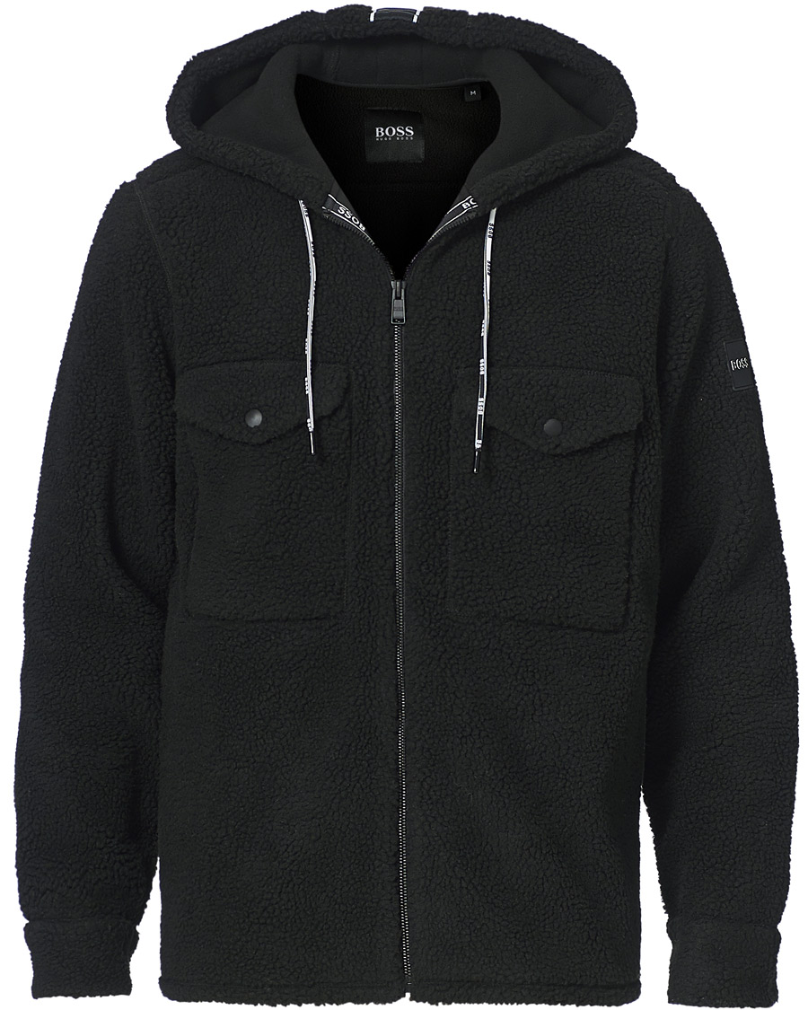 Herre | Trøjer | BOSS ORANGE | BOSS Casual Lovel Teddy Full Zip Hoodie Black