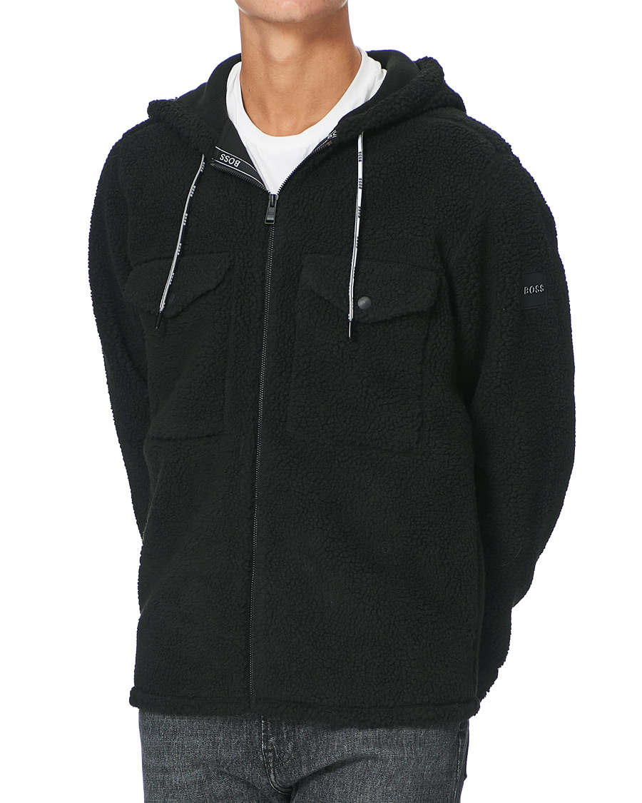 Herre | Trøjer | BOSS ORANGE | BOSS Casual Lovel Teddy Full Zip Hoodie Black