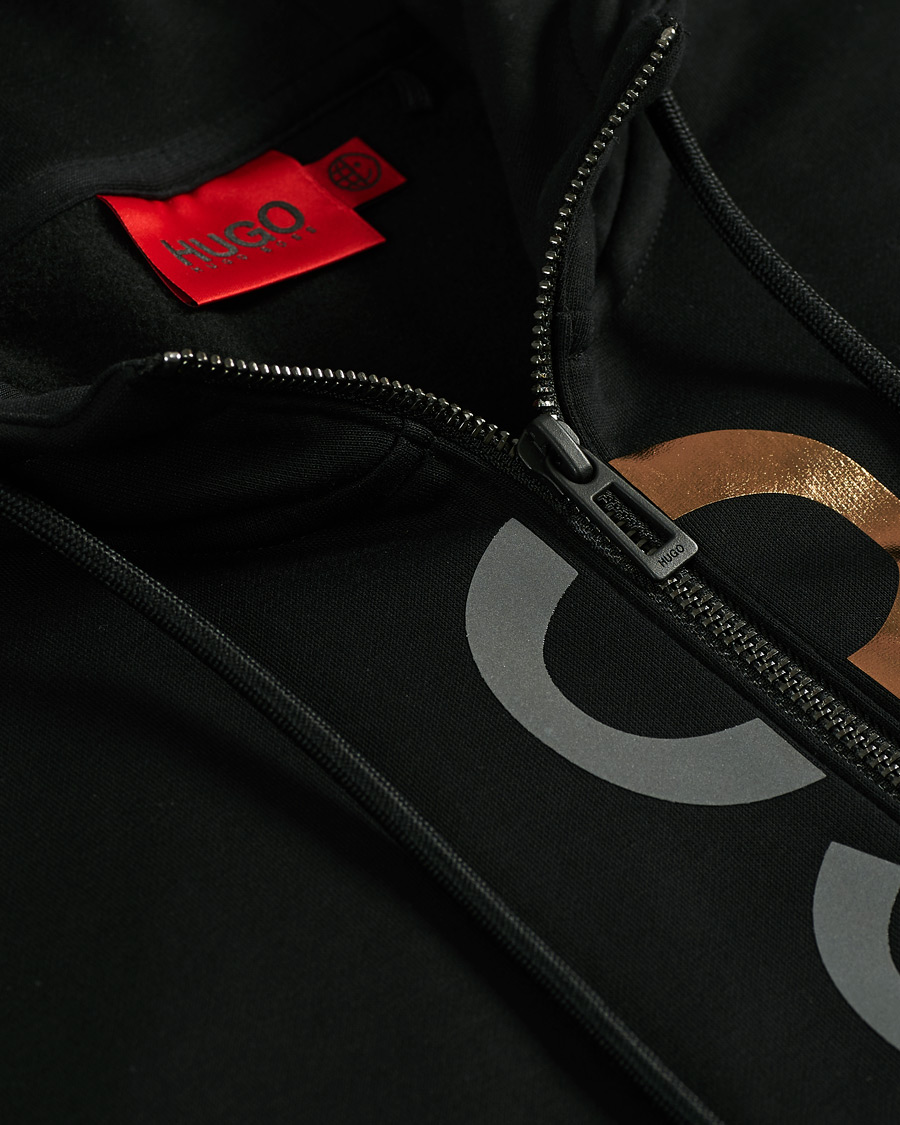 Herre | Trøjer | HUGO | Dellar Glossy Logo Full Zip Hoodie Black