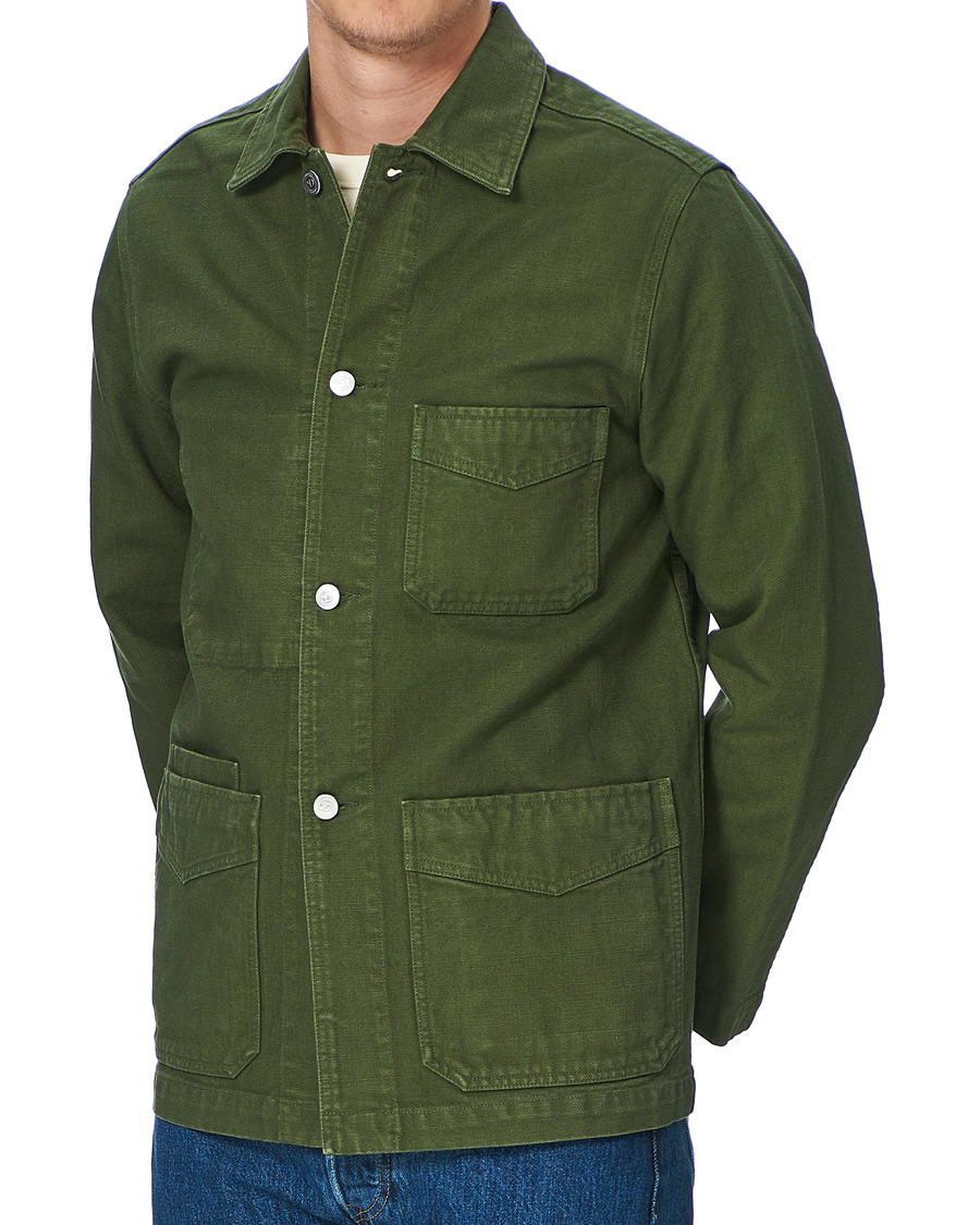 Herre |  | Drake's | Cotton Canvas Five Pocket Chore Jacket Green
