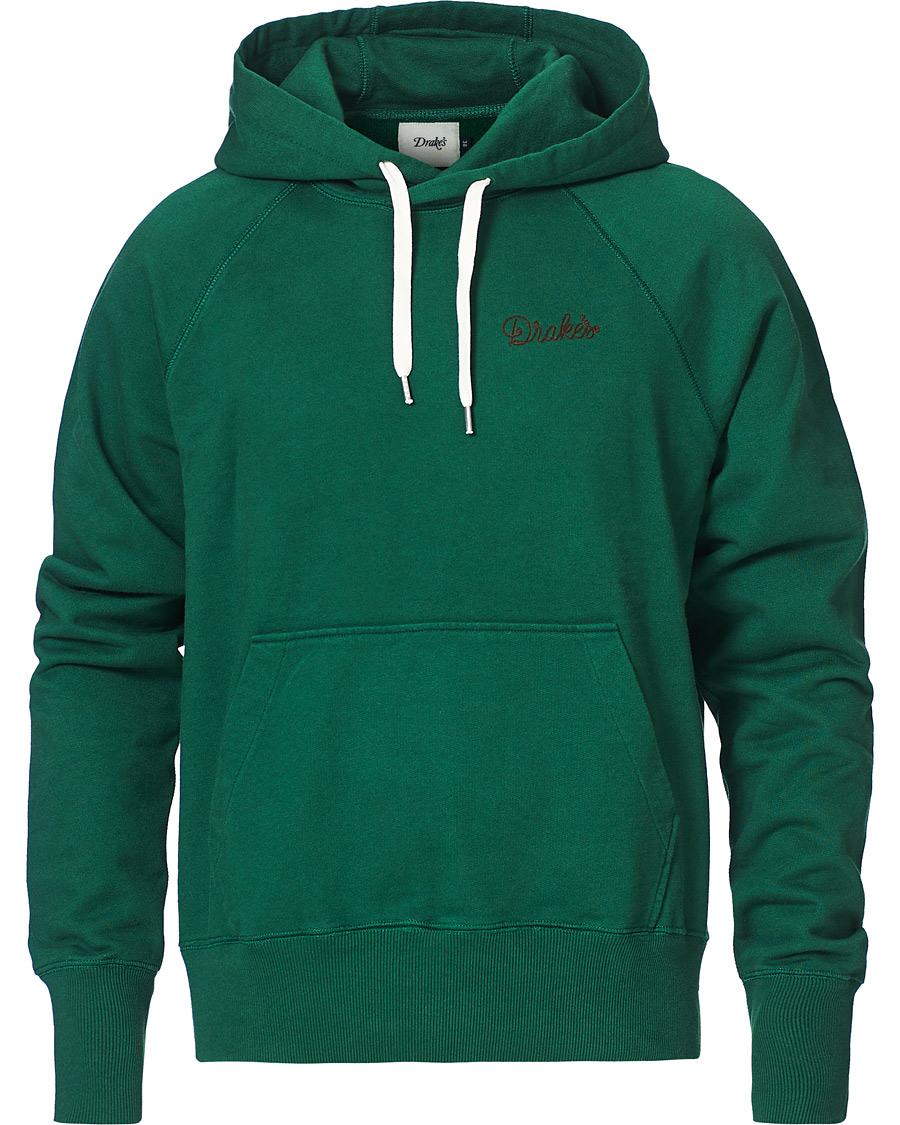 Herre | Trøjer | Drake's | Hooded Cotton Sweatshirt Green