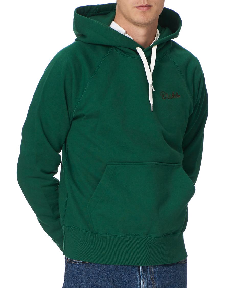 Herre | Trøjer | Drake's | Hooded Cotton Sweatshirt Green