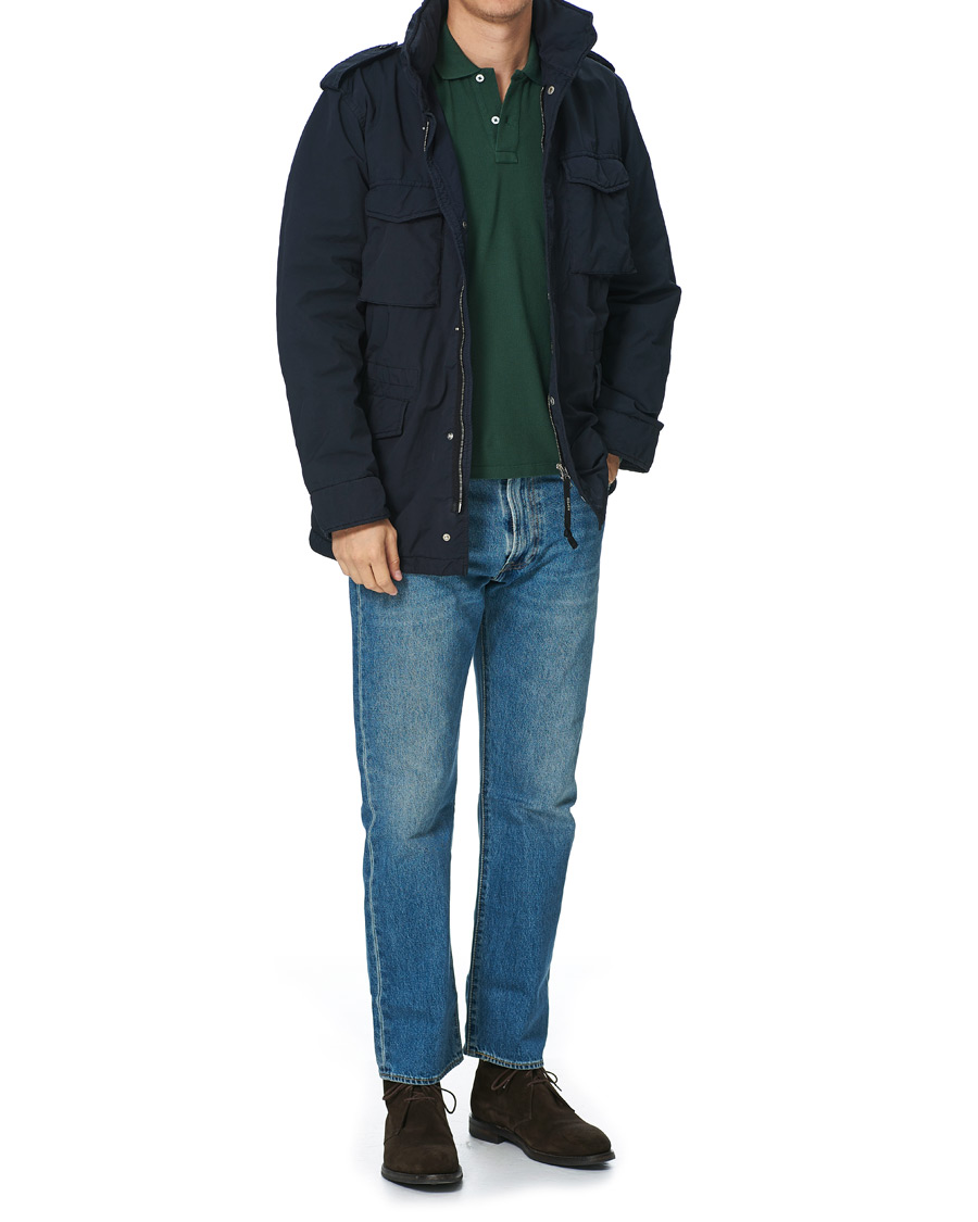 Herre | Trøjer | Drake's | Long Sleeve Pique Polo New Forest Green