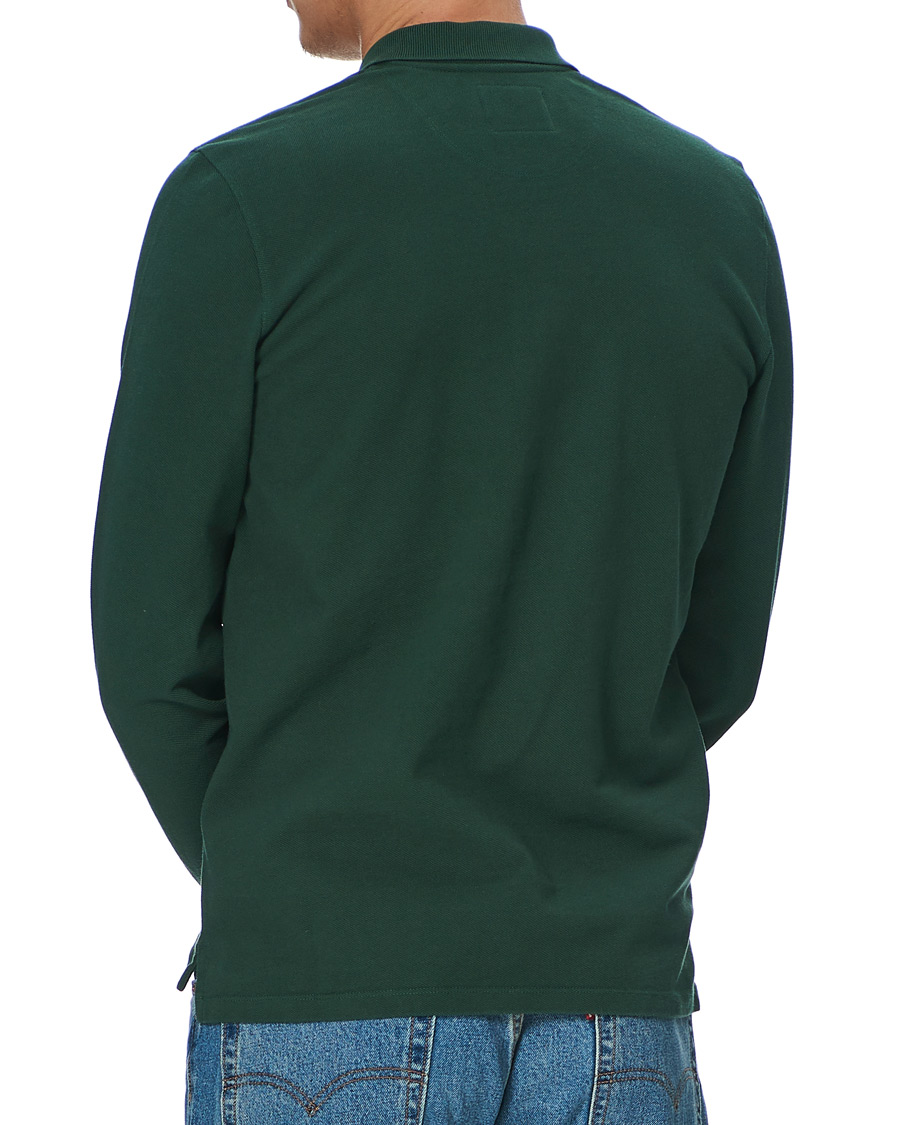 Herre | Trøjer | Drake's | Long Sleeve Pique Polo New Forest Green
