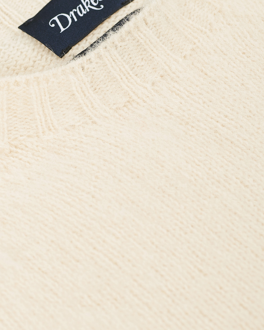Herre | Trøjer | Drake's | Shetland Crew Neck Jumper Ecru