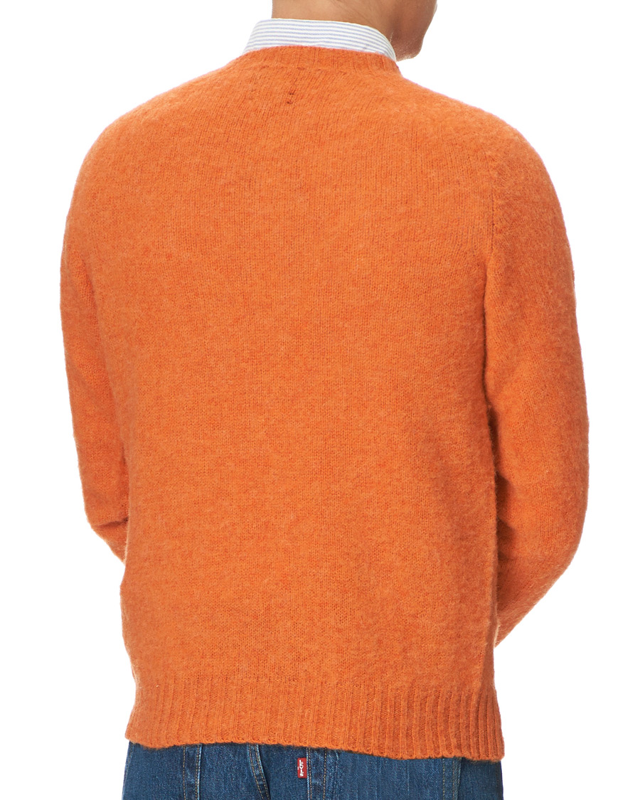 Herre | Trøjer | Drake's | Shetland Crew Neck Jumper Orange Peel