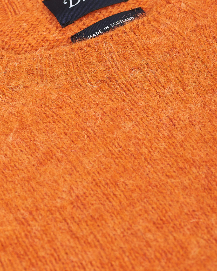Herre | Trøjer | Drake's | Shetland Crew Neck Jumper Orange Peel