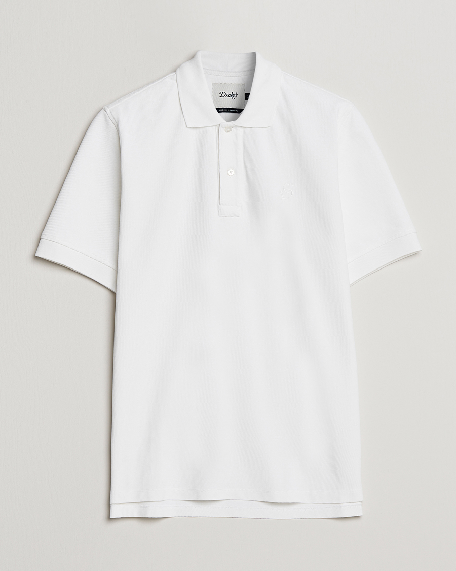 Herre | Polotrøjer | Drake's | Short Sleeve Pique Polo White