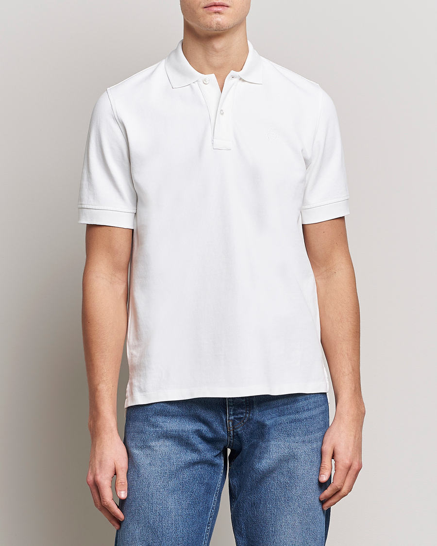 Herre | Polotrøjer | Drake's | Short Sleeve Pique Polo White