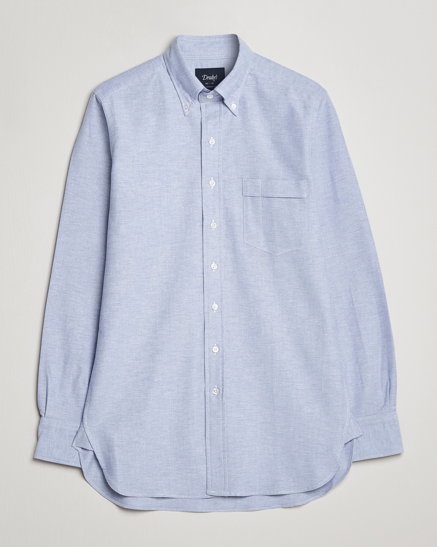 Herre |  | Drake\'s | Button Down Oxford Shirt Blue