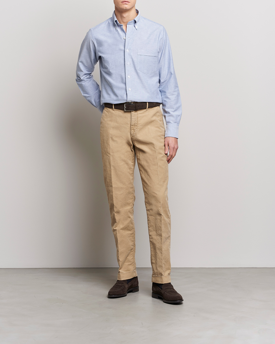 Herre | Skjorter | Drake's | Button Down Oxford Shirt Blue