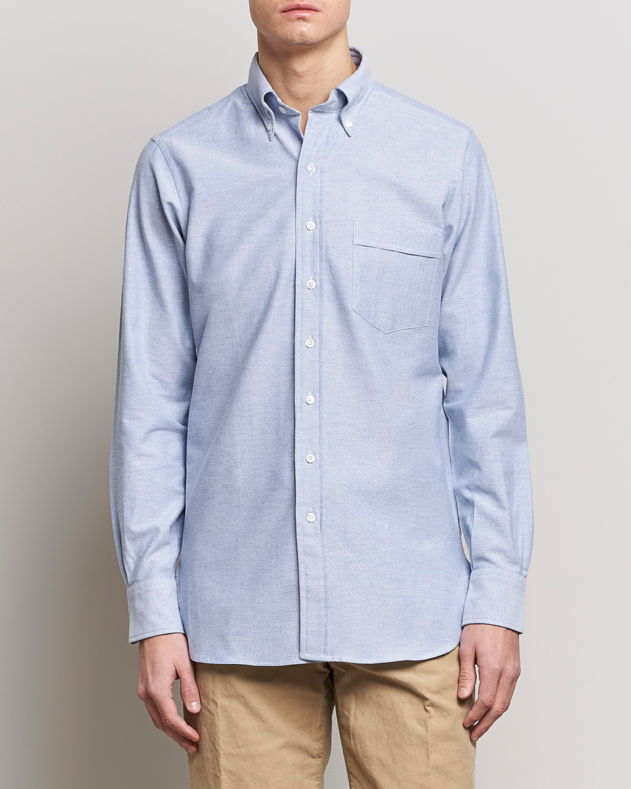Herre | Oxfordskjorter | Drake's | Button Down Oxford Shirt Blue