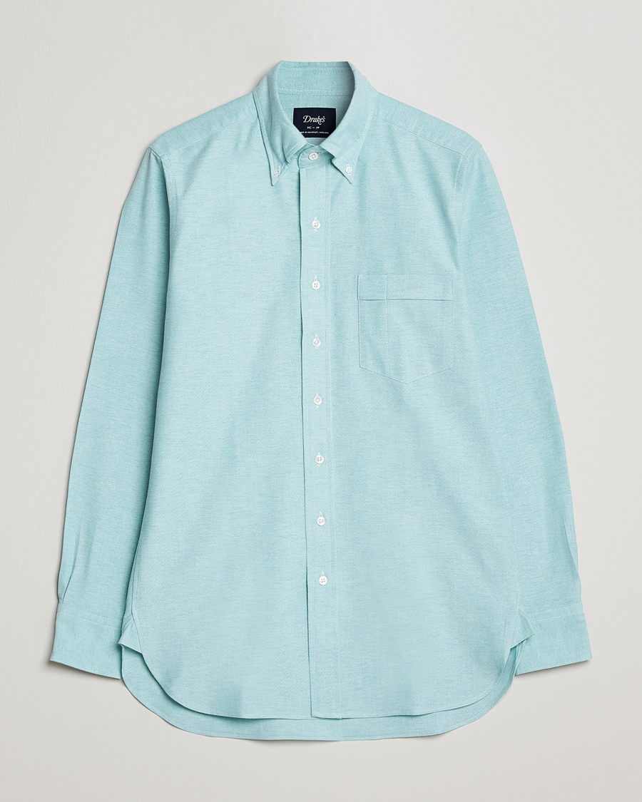 Herre | Skjorter | Drake's | Button Down Oxford Shirt Light Green