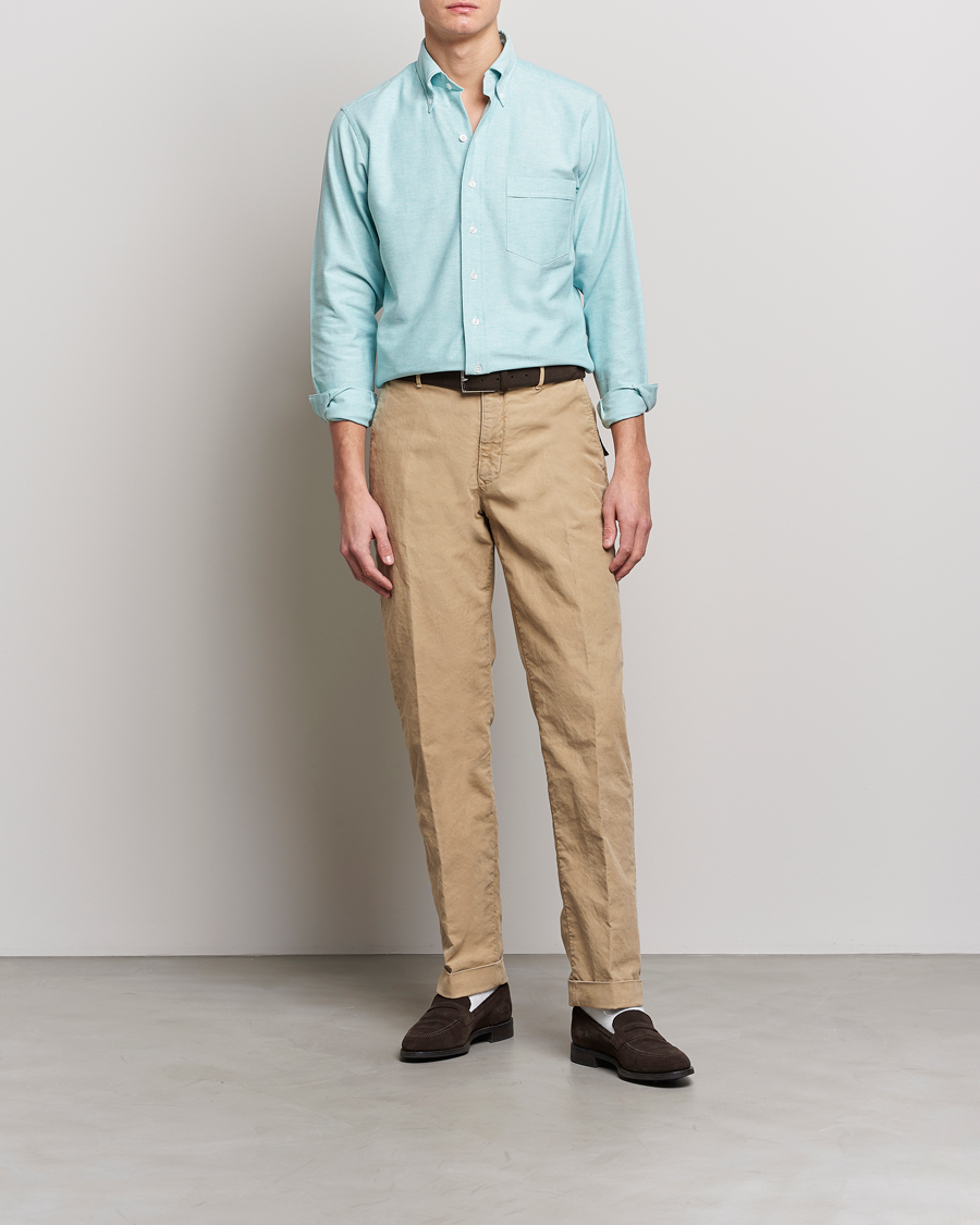 Herre | Skjorter | Drake's | Button Down Oxford Shirt Light Green