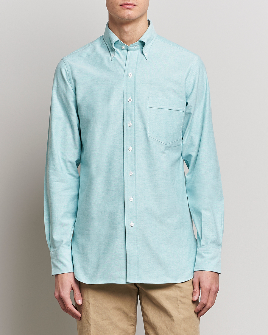 Herre | Preppy Authentic | Drake's | Button Down Oxford Shirt Light Green