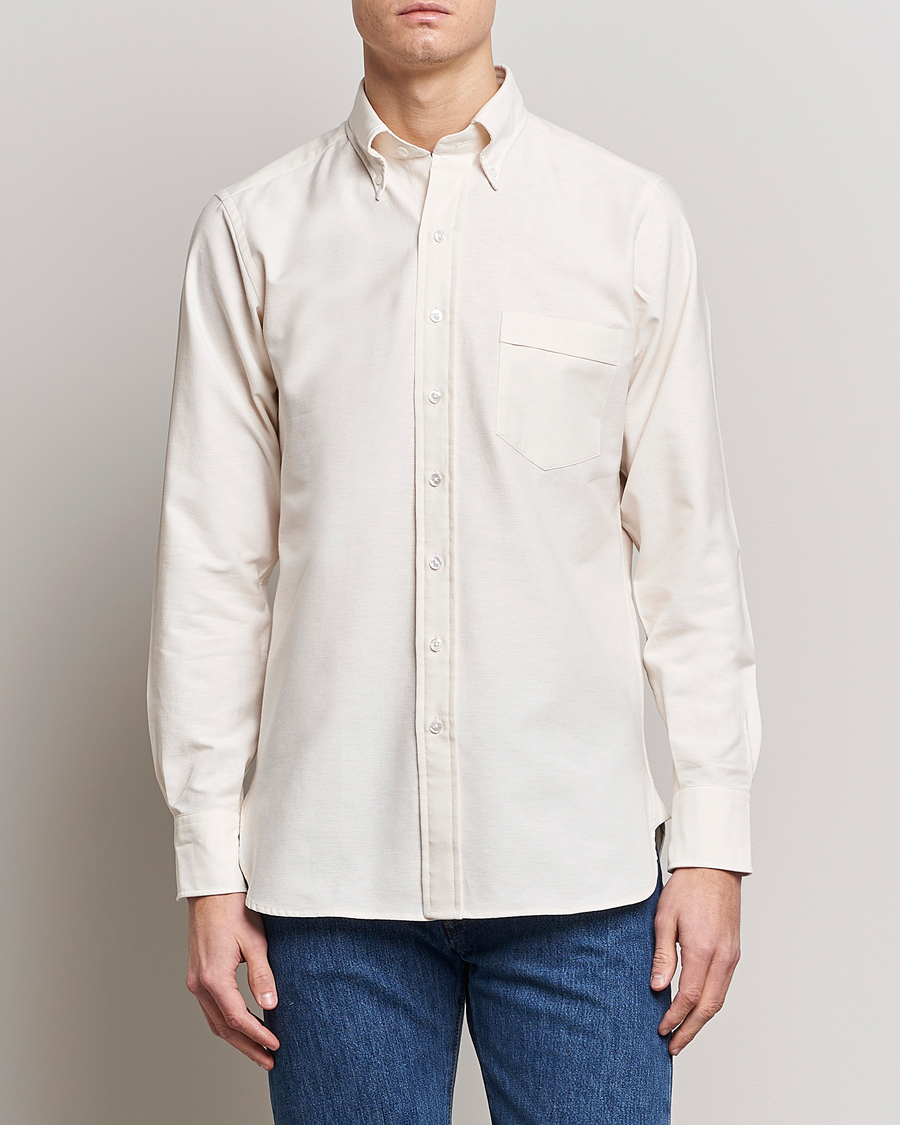 Herre | Tøj | Drake's | Button Down Oxford Shirt Cream